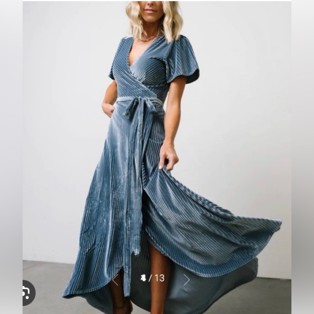 Beautiful ribbed velvet ice blue wrap dress, NWT! Baltic born